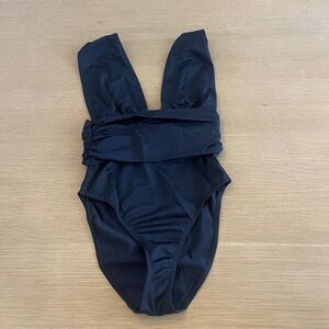 Women's ASOS Swim Size 0 Black Plunge One Piece Swimsuit